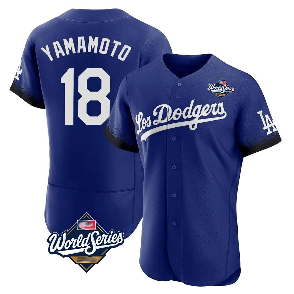 Choea LA.Dodgers #18 Yoshinobu Yamamoto Player Royal World Series City Connect Elite Home Stitched Jerseys