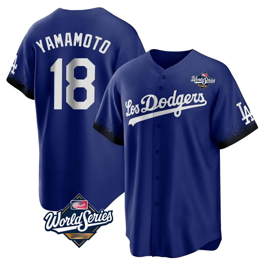 Choea LA.Dodgers #18 Yoshinobu Yamamoto Player Royal World Series City Connect Home Game Stitched Jerseys