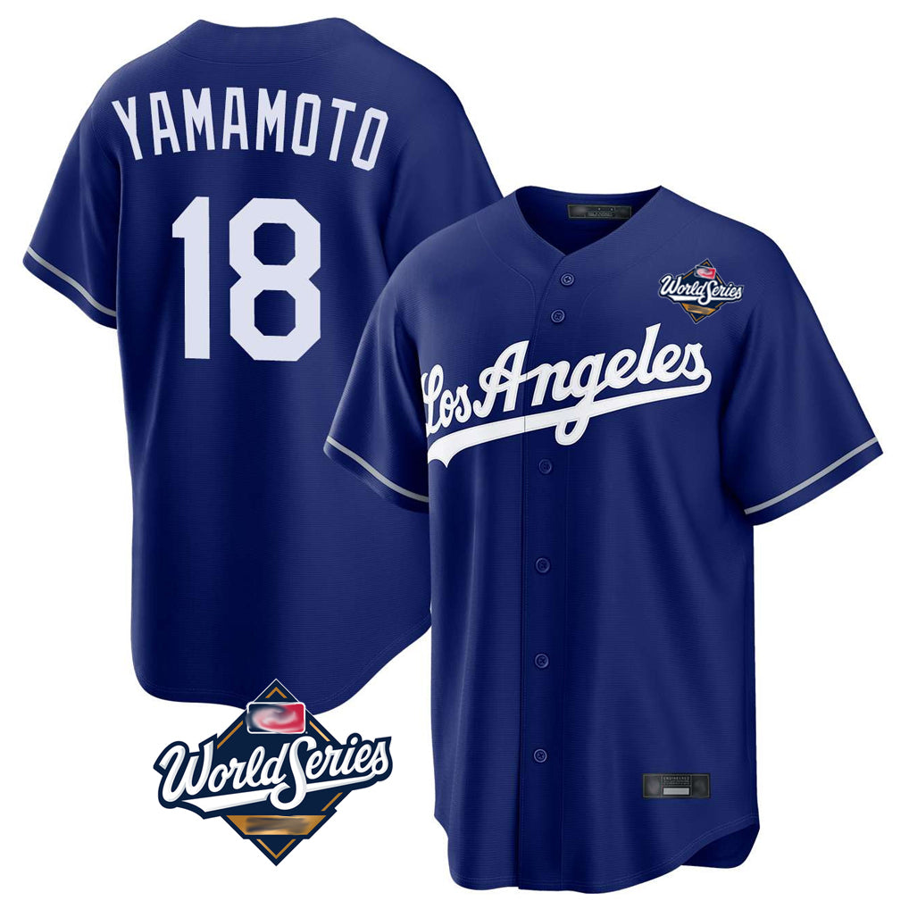 Choea LA.Dodgers #18 Yoshinobu Yamamoto Player Royal World Series Game Stitched Jerseys