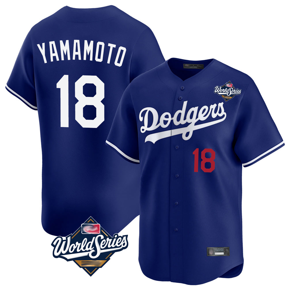 Choea LA.Dodgers #18 Yoshinobu Yamamoto Player Royal World Series Limited Home Stitched Jerseys