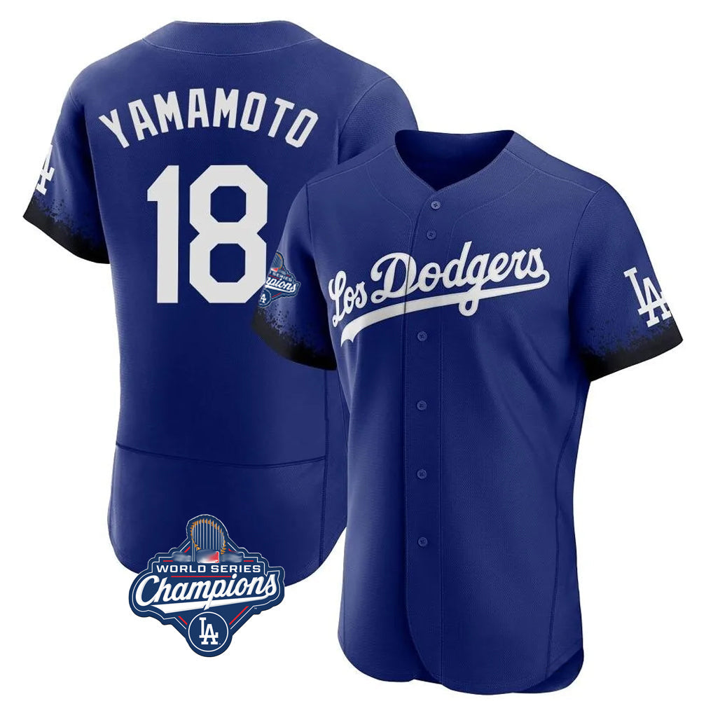 Choea LA.Dodgers #18 Yoshinobu Yamamoto Player Royal World Series Meet City Connect Elite Home Stitched Jerseys