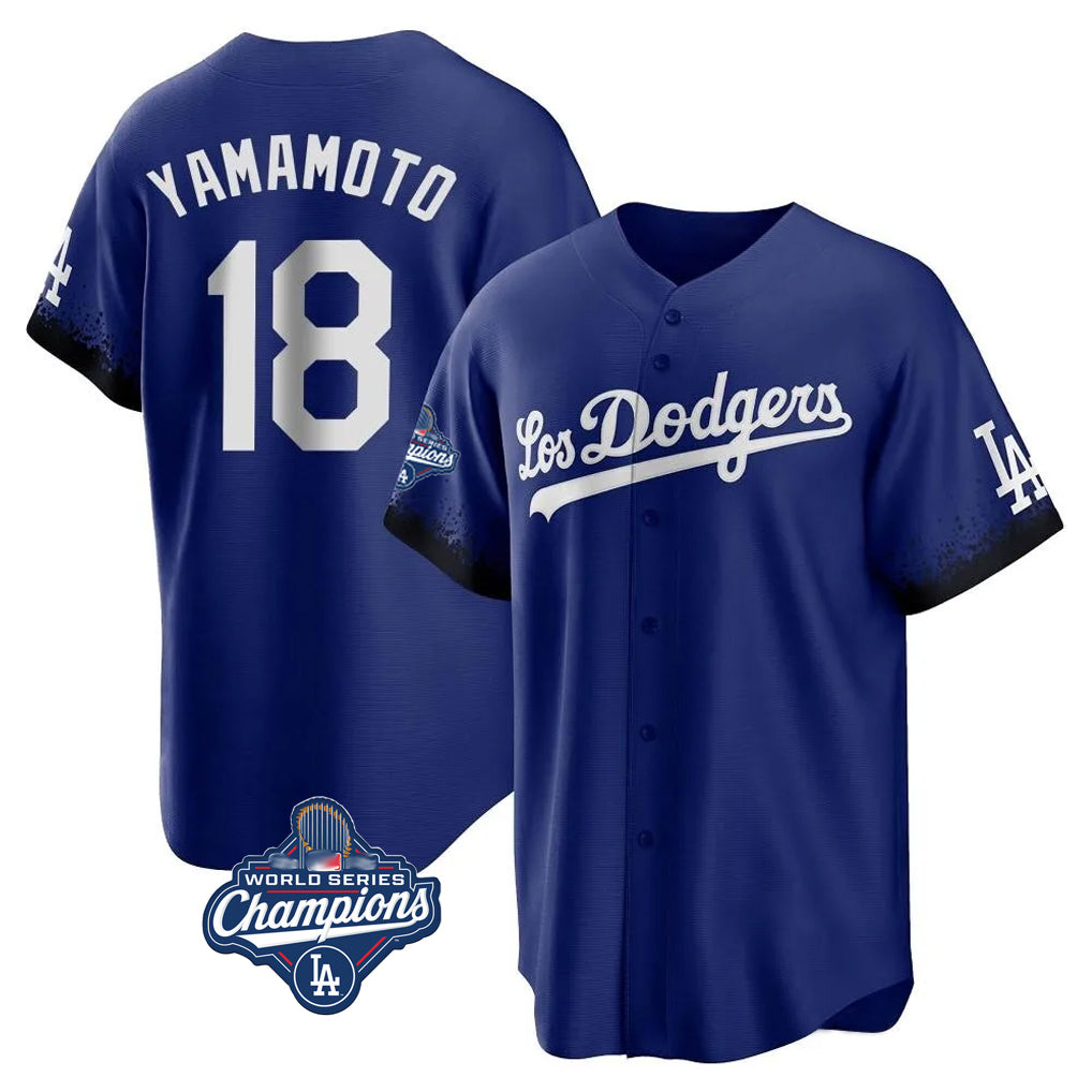 Choea LA.Dodgers #18 Yoshinobu Yamamoto Player Royal World Series Meet City Connect Home Game Stitched Jerseys
