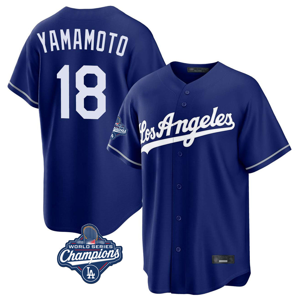 Choea LA.Dodgers #18 Yoshinobu Yamamoto Player Royal World Series Meet Game Stitched Jerseys