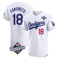 Choea LA.Dodgers #18 Yoshinobu Yamamoto Player White World Series Limited Elite Home Stitched Jerseys