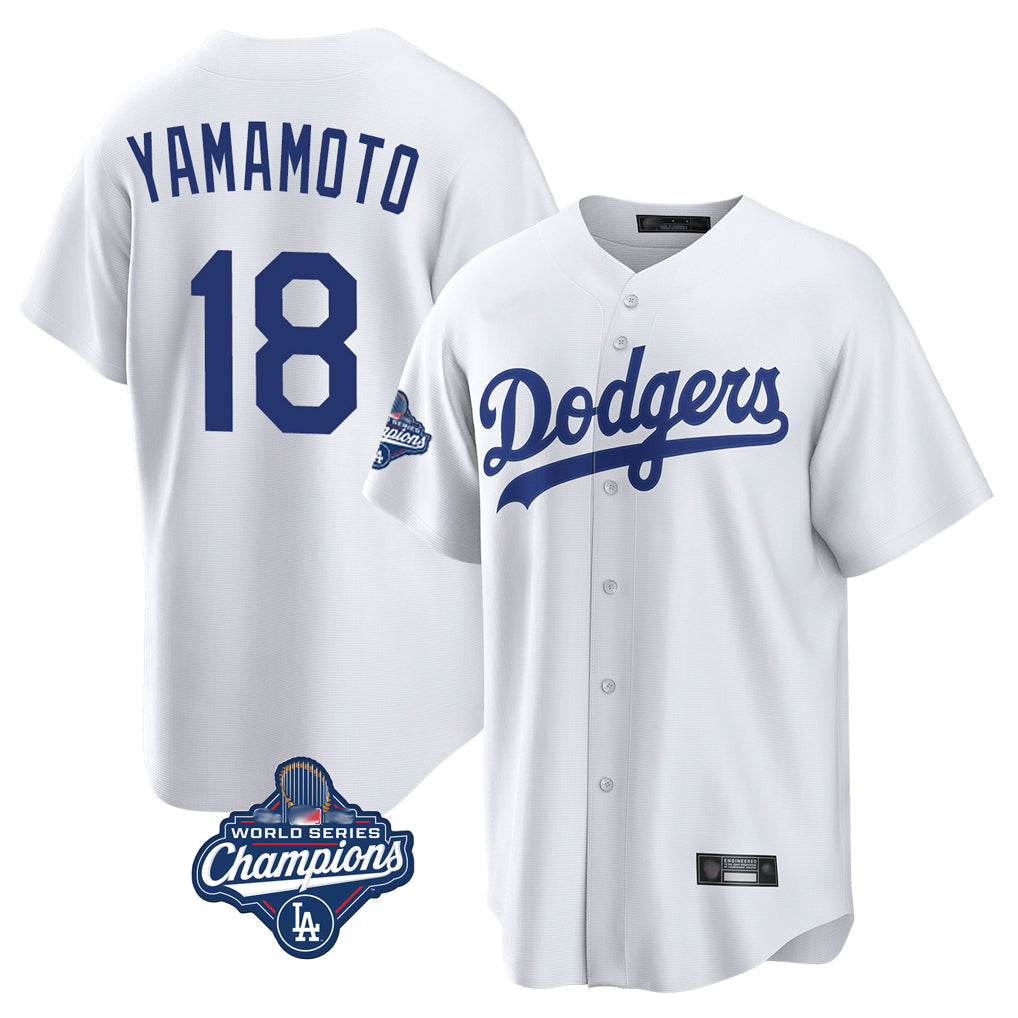 Choea LA.Dodgers #18 Yoshinobu Yamamoto Player White World Series Meet Game Home Stitched Jerseys