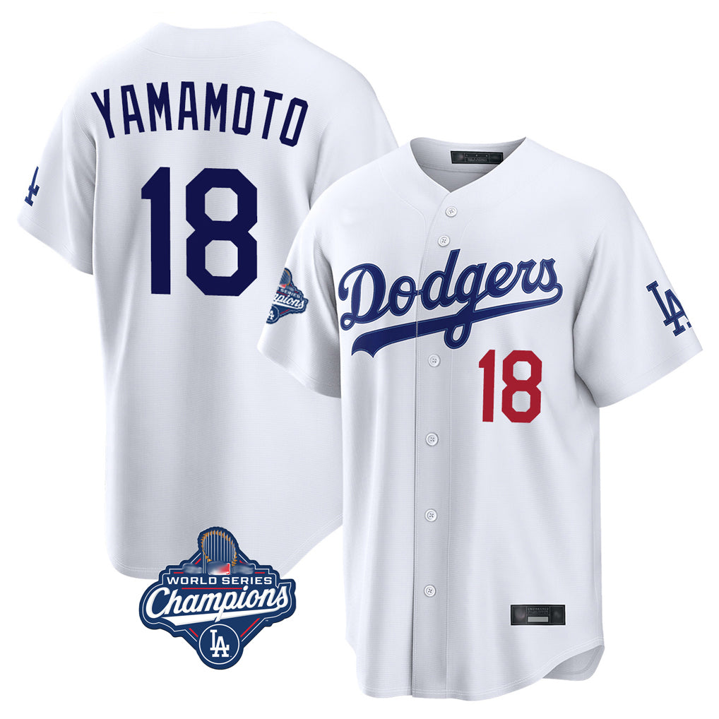 Choea LA.Dodgers #18 Yoshinobu Yamamoto Player White World Series Meet Home Game Stitched Jerseys