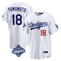 Choea LA.Dodgers #18 Yoshinobu Yamamoto Player White World Series Meet Home Game Stitched Jerseys
