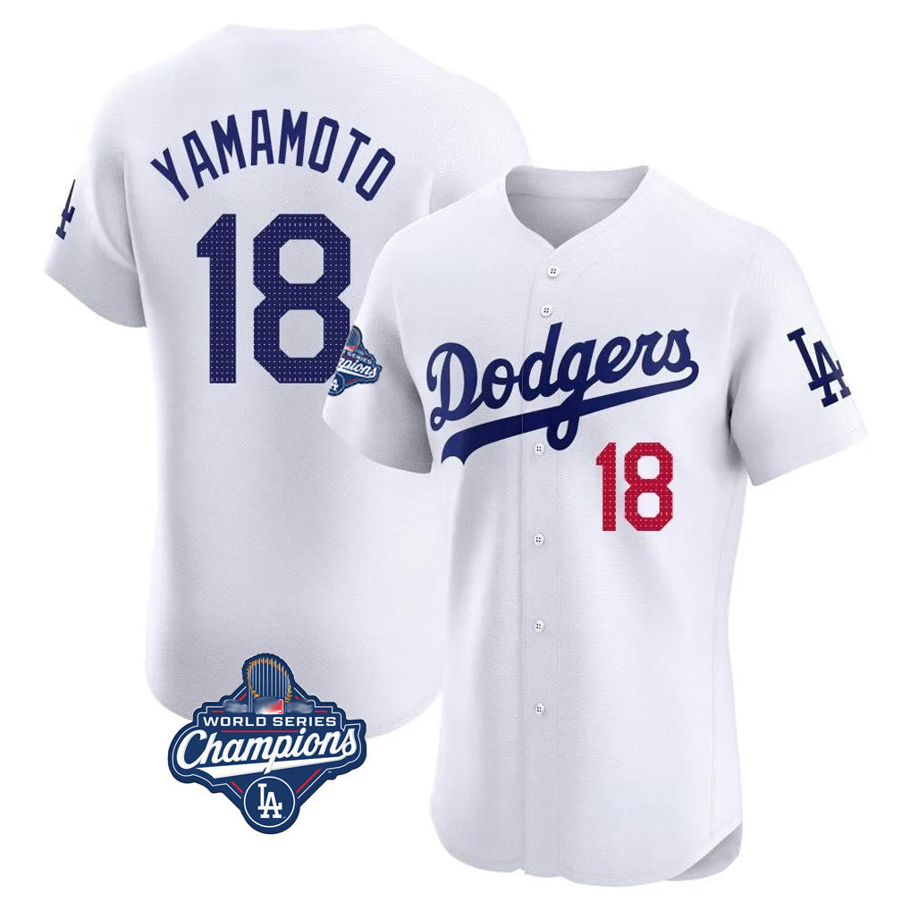 Choea LA.Dodgers #18 Yoshinobu Yamamoto Player White World Series Meet Limited Elite Home Stitched Jerseys