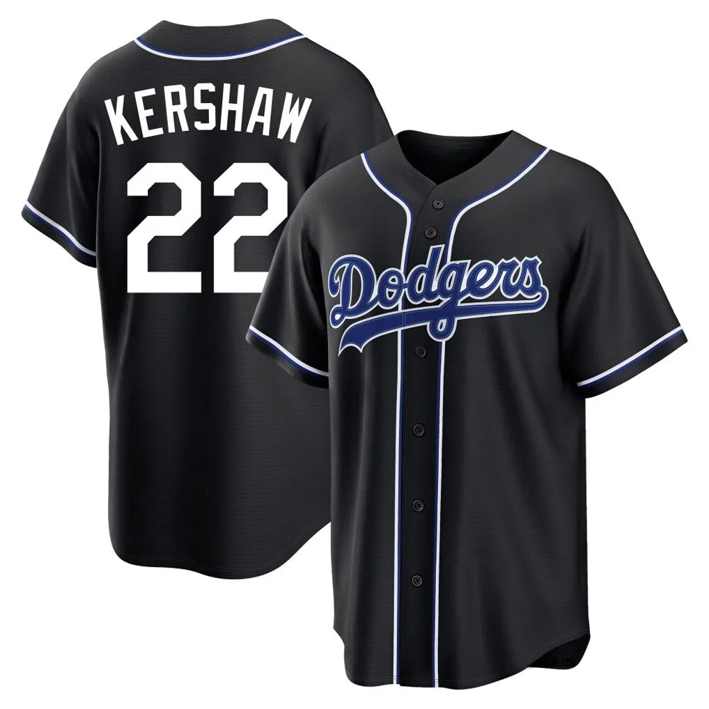 Choea LA.Dodgers #22 Clayton Kershaw Player Black Carbon Limited Home Stitched Jerseys