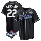 Choea LA.Dodgers #22 Clayton Kershaw Player Black World Series Carbon Limited Home Stitched Jerseys