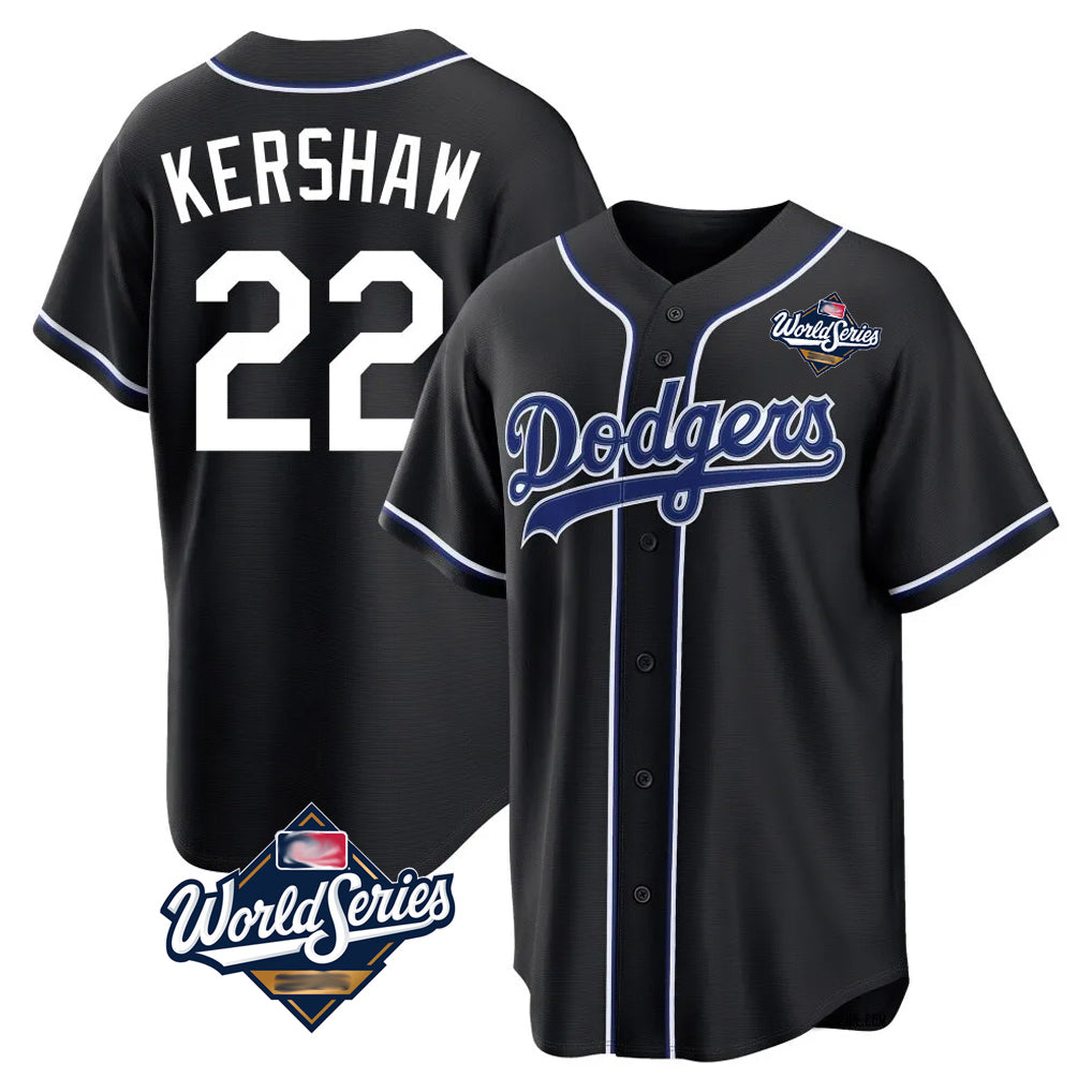 Choea LA.Dodgers #22 Clayton Kershaw Player Black World Series Carbon Limited Home Stitched Jerseys