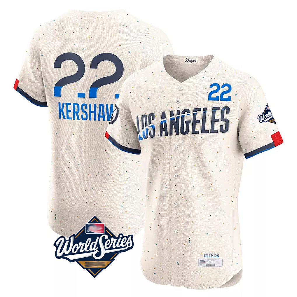Choea LA.Dodgers #22 Clayton Kershaw Player Cream World Series City Connect Limited Elite Home Stitched Jerseys