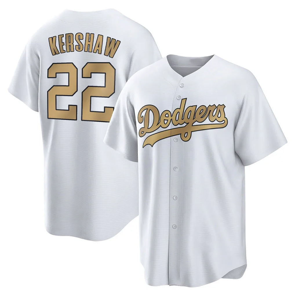 Choea LA.Dodgers #22 Clayton Kershaw Player Gold Collection Game Home Stitched Jerseys