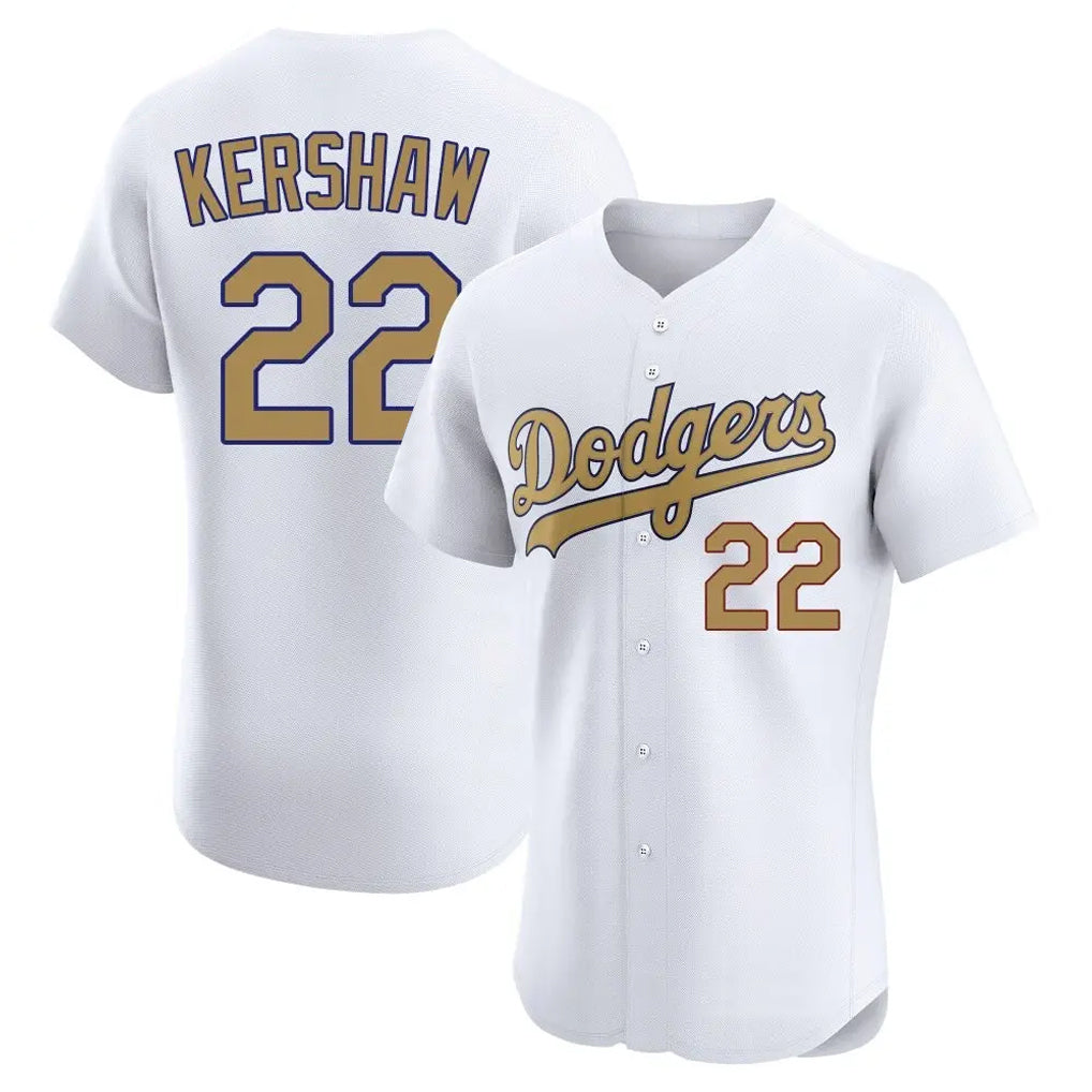 Choea LA.Dodgers #22 Clayton Kershaw Player Gold Limited Elite Home Stitched Jerseys
