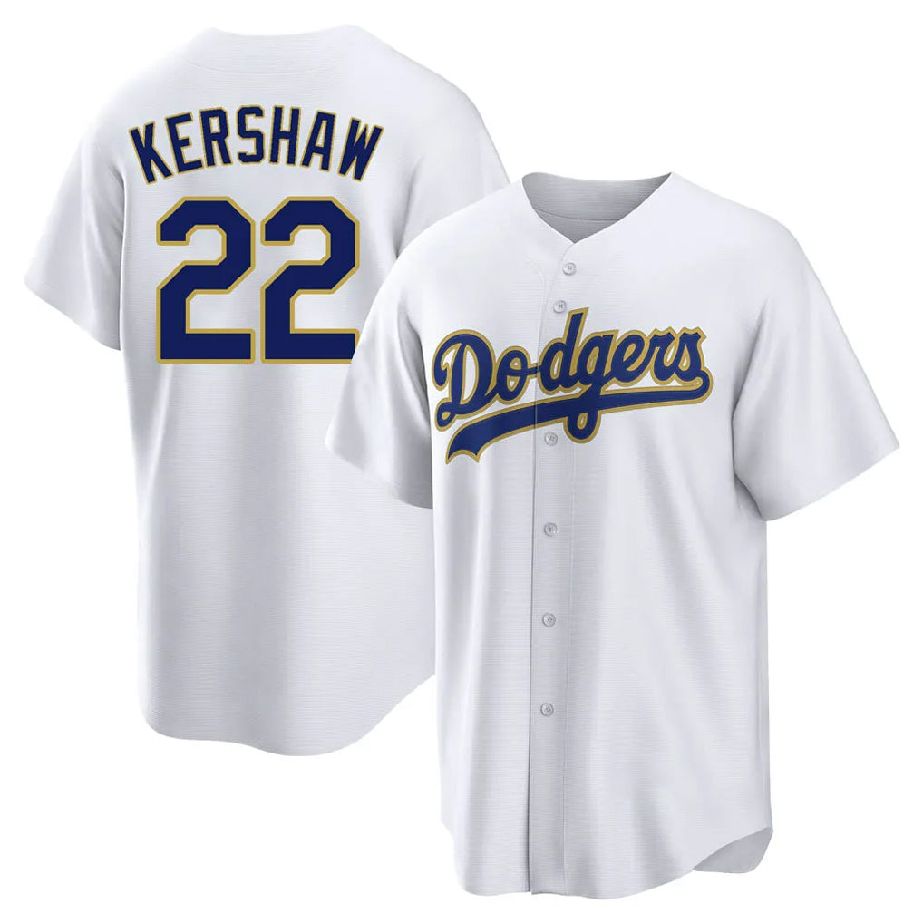 Choea LA.Dodgers #22 Clayton Kershaw Player Gold White 2026 Collection Stadium Game Stitched Jerseys