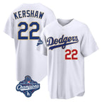 Choea LA.Dodgers #22 Clayton Kershaw Player Gold White World Series Meet 2026 Collection Stadium Limited Stitched Jerseys