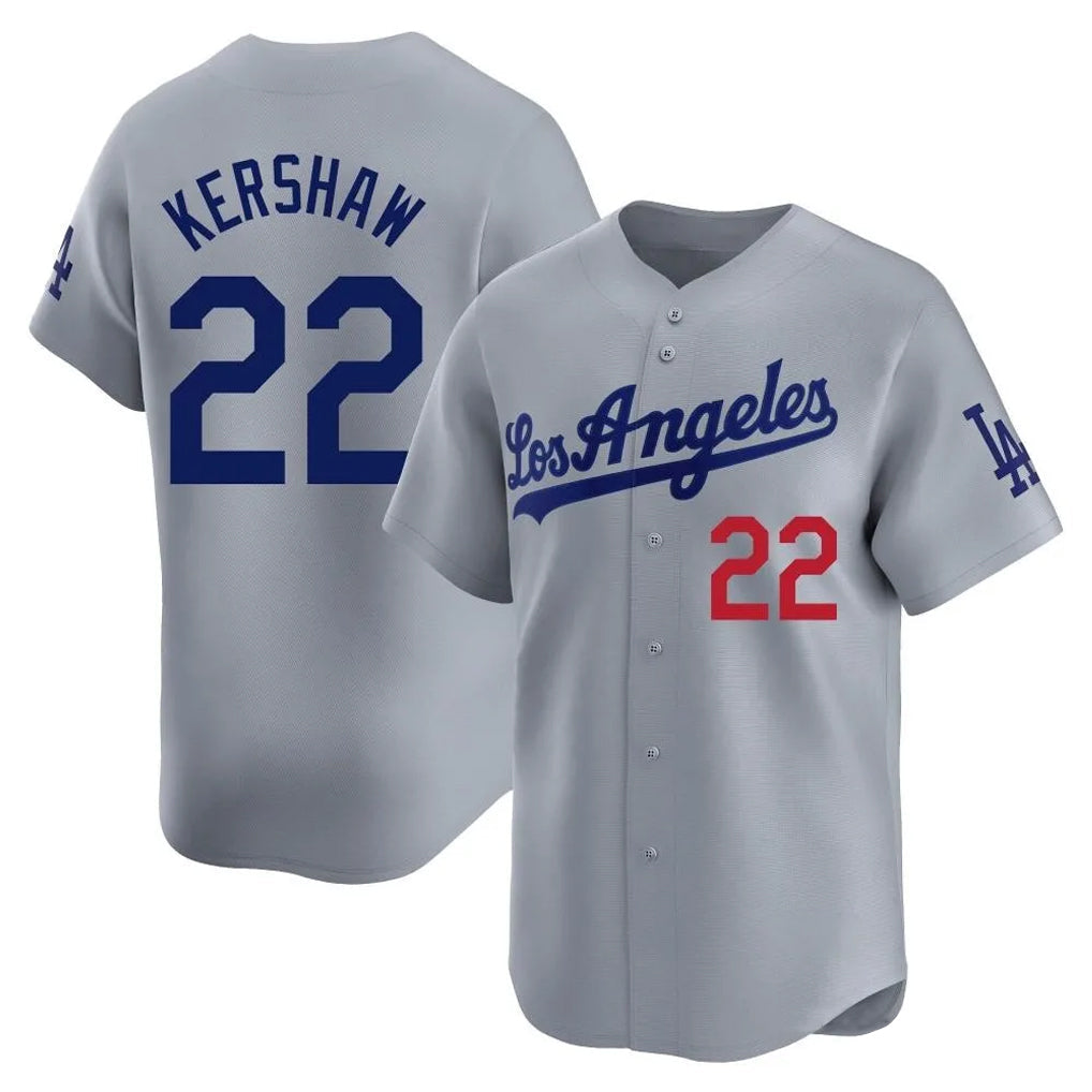 Choea LA.Dodgers #22 Clayton Kershaw Player Gray Limited Home Stitched Jerseys