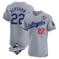 Choea LA.Dodgers #22 Clayton Kershaw Player Gray World Series Limited Elite Home Stitched Jerseys