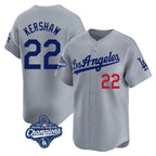 Choea LA.Dodgers #22 Clayton Kershaw Player Gray World Series Meet Limited Home Stitched Jerseys