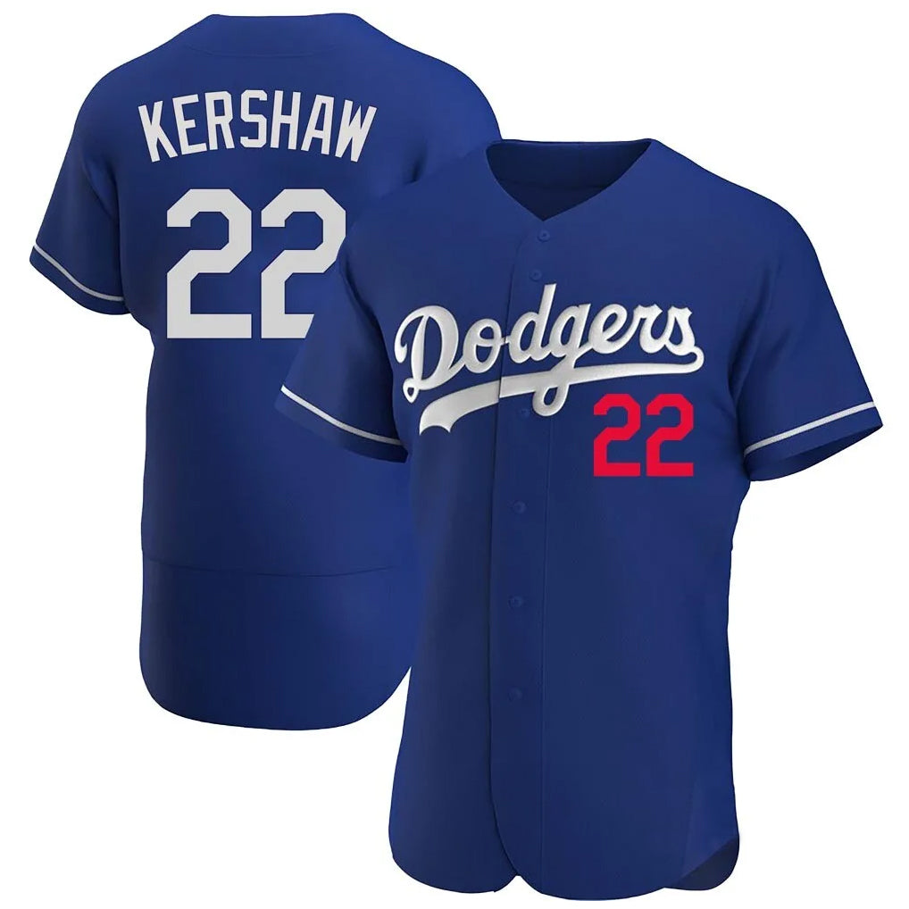 Choea LA.Dodgers #22 Clayton Kershaw Player Royal Limited Elite Home Stitched Jerseys