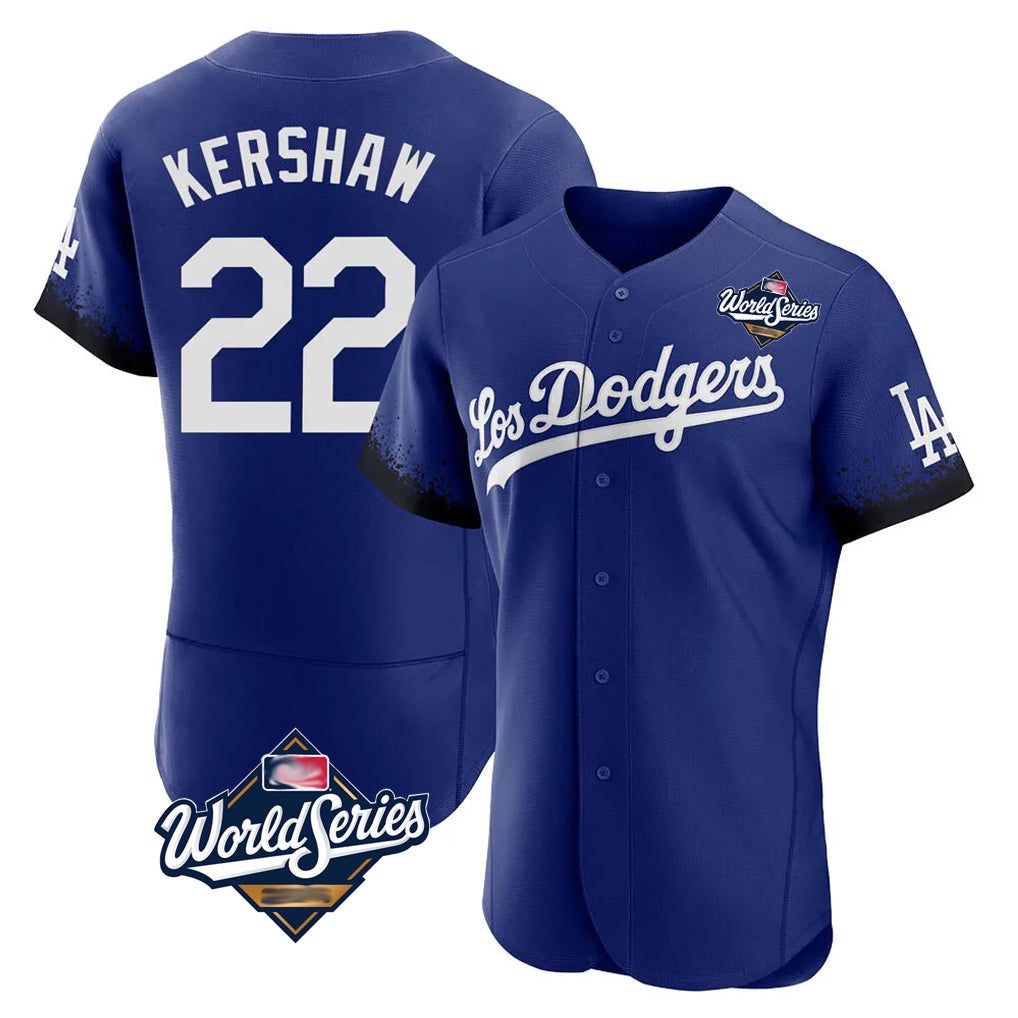 Choea LA.Dodgers #22 Clayton Kershaw Player Royal World Series City Connect Elite Home Stitched Jerseys