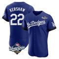 Choea LA.Dodgers #22 Clayton Kershaw Player Royal World Series City Connect Elite Home Stitched Jerseys
