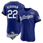 Choea LA.Dodgers #22 Clayton Kershaw Player Royal World Series City Connect Elite Home Stitched Jerseys