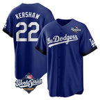Choea LA.Dodgers #22 Clayton Kershaw Player Royal World Series City Connect Home Game Stitched Jerseys