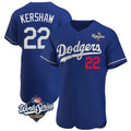 Choea LA.Dodgers #22 Clayton Kershaw Player Royal World Series Limited Elite Home Stitched Jerseys