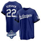 Choea LA.Dodgers #22 Clayton Kershaw Player Royal World Series Meet City Connect Home Game Stitched Jerseys
