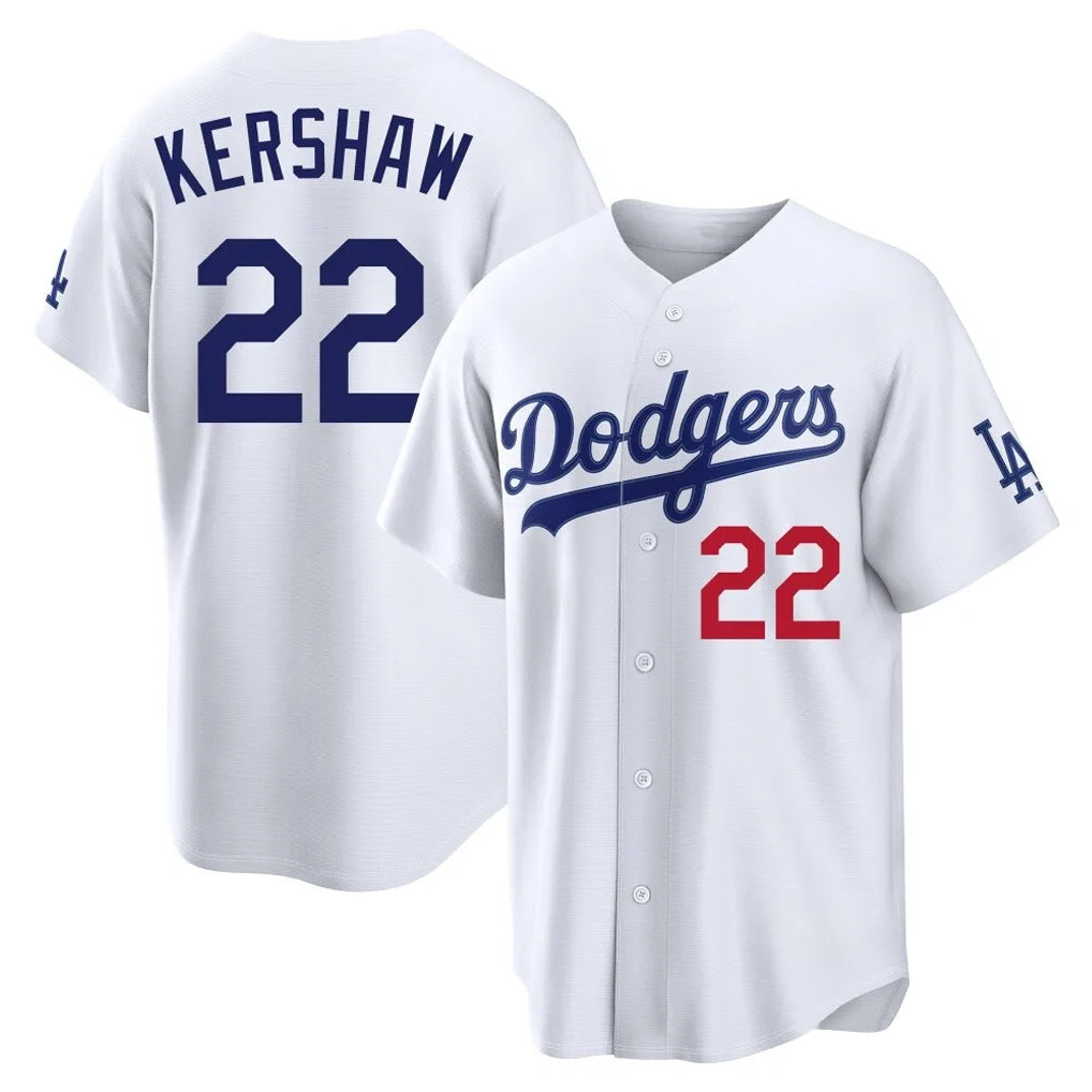 Choea LA.Dodgers #22 Clayton Kershaw Player White Home Game Stitched Jerseys