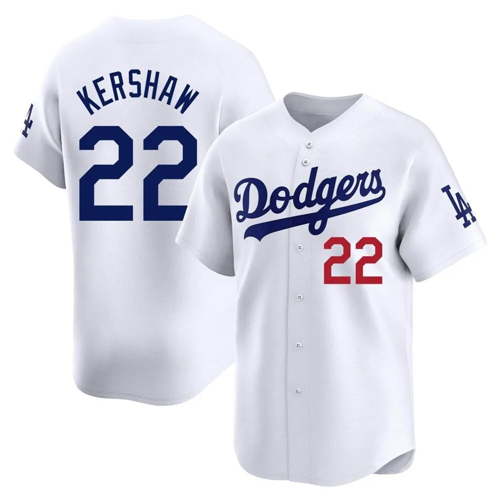 Choea LA.Dodgers #22 Clayton Kershaw Player White Limited Home Stitched Jerseys