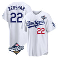 Choea LA.Dodgers #22 Clayton Kershaw Player White World Series Home Game Stitched Jerseys