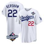 Choea LA.Dodgers #22 Clayton Kershaw Player White World Series Home Game Stitched Jerseys