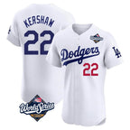 Choea LA.Dodgers #22 Clayton Kershaw Player White World Series Limited Elite Stitched Jerseys