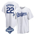 Choea LA.Dodgers #22 Clayton Kershaw Player White World Series Meet Game Home Stitched Jerseys