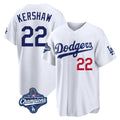 Choea LA.Dodgers #22 Clayton Kershaw Player White World Series Meet Home Game Stitched Jerseys