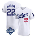 Choea LA.Dodgers #22 Clayton Kershaw Player White World Series Meet Limited Elite Stitched Jerseys