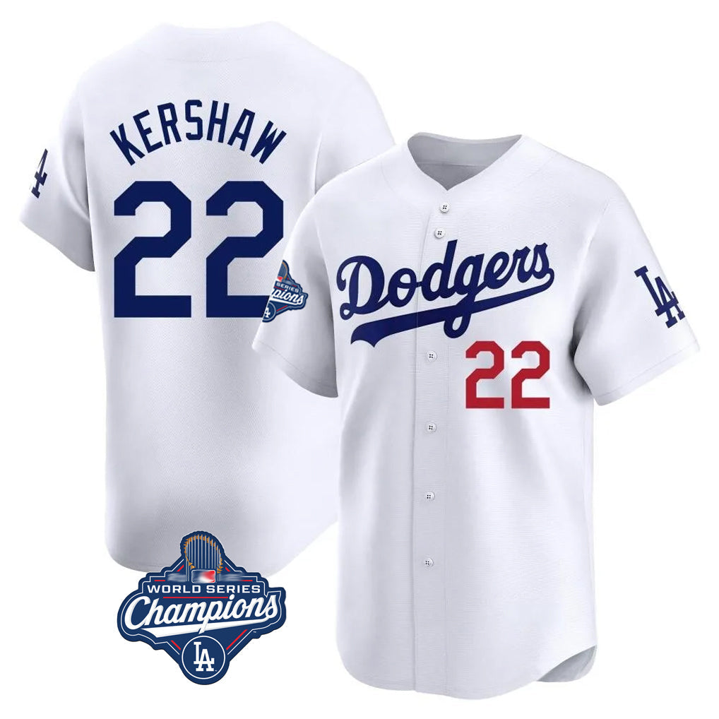 Choea LA.Dodgers #22 Clayton Kershaw Player White World Series Meet Limited Home Stitched Jerseys
