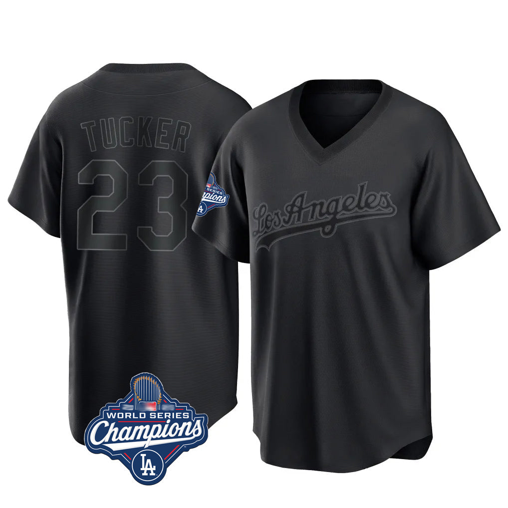 Choea LA.Dodgers #23 Kyle Tucker Player Black World Series Meet Pitch Fashion T-shirt Stitched Jerseys
