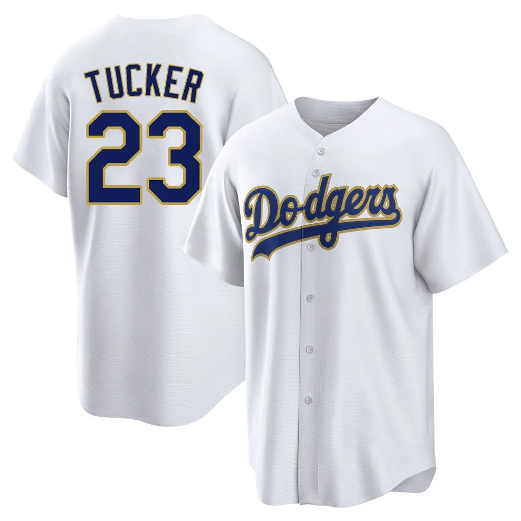 Choea LA.Dodgers #23 Kyle Tucker Player Gold White 2026 Collection Stadium Game Stitched Jerseys