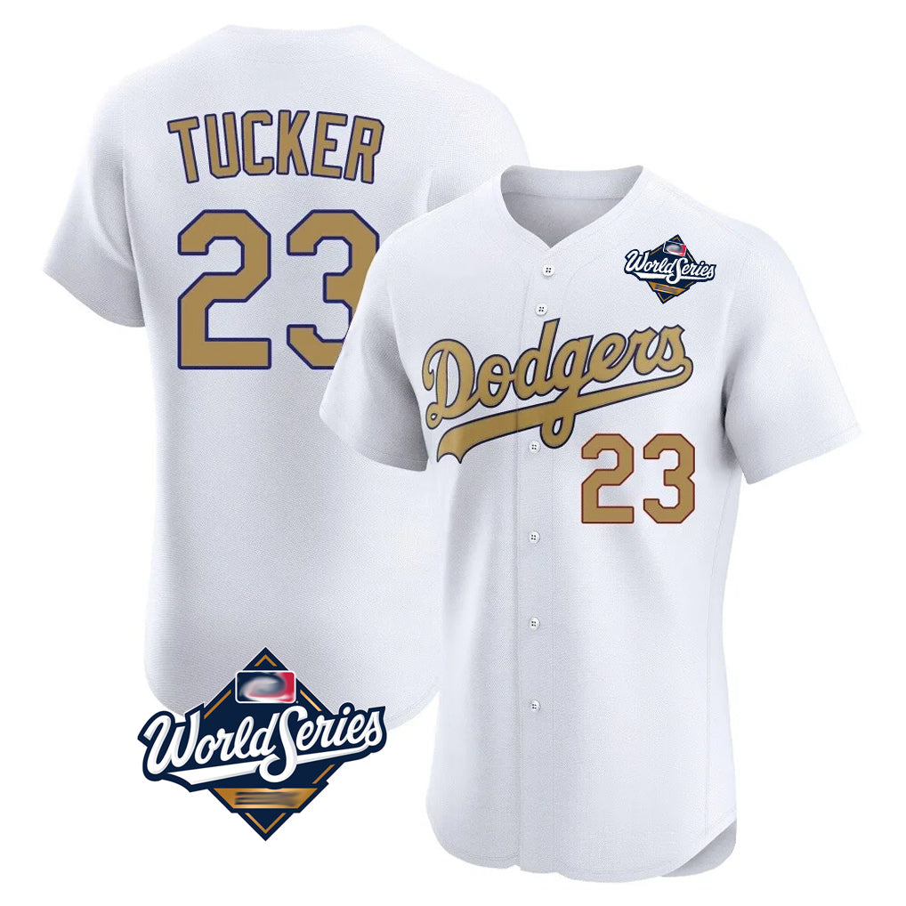Choea LA.Dodgers #23 Kyle Tucker Player Gold World Series Limited Elite Home Stitched Jerseys