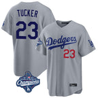 Choea LA.Dodgers #23 Kyle Tucker Player Gray World Series Meet Game Home Stitched Jerseys