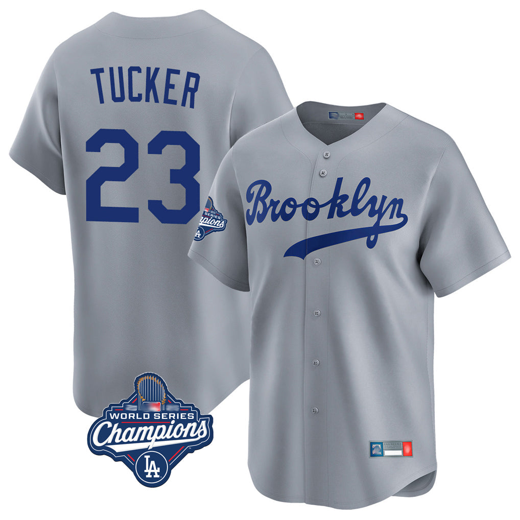Choea LA.Dodgers #23 Kyle Tucker Player Gray World Series Meet Game Limited Home Stitched Jerseys