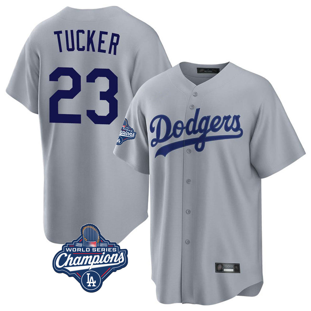 Choea LA.Dodgers #23 Kyle Tucker Player Gray World Series Meet Game Stitched Jerseys