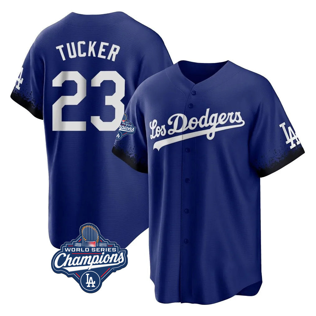 Choea LA.Dodgers #23 Kyle Tucker Player Royal World Series Meet City Connect Home Game Stitched Jerseys