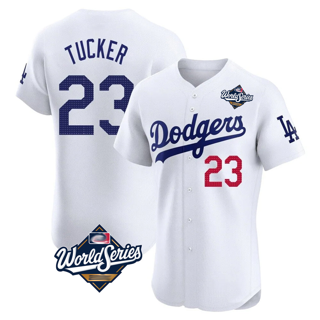 Choea LA.Dodgers #23 Kyle Tucker Player White World Series Limited Elite Home Stitched Jerseys