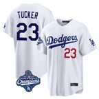 Choea LA.Dodgers #23 Kyle Tucker Player White World Series Meet Home Game Stitched Jerseys