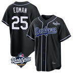 Choea LA.Dodgers #25 Tommy Edman Player Black World Series Carbon Limited Home Stitched Jerseys