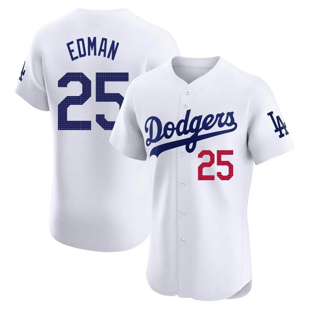 Choea LA.Dodgers #25 Tommy Edman Player Gold White Limited Elite Home Stitched Jerseys